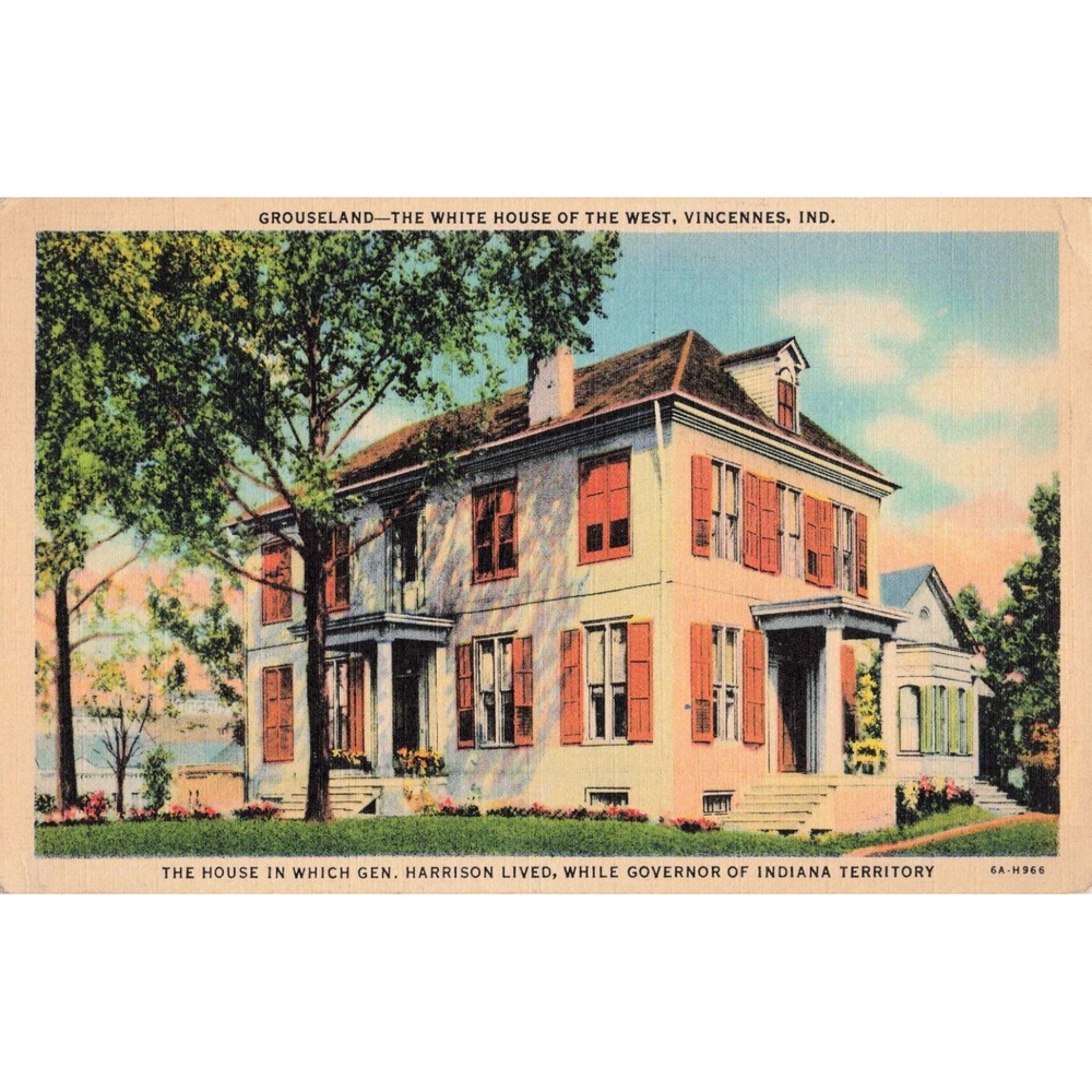 Grouseland Vincennes Indiana IN Harrison House 1936 Linen Postcard Curt Teich - Picture 1 of 2